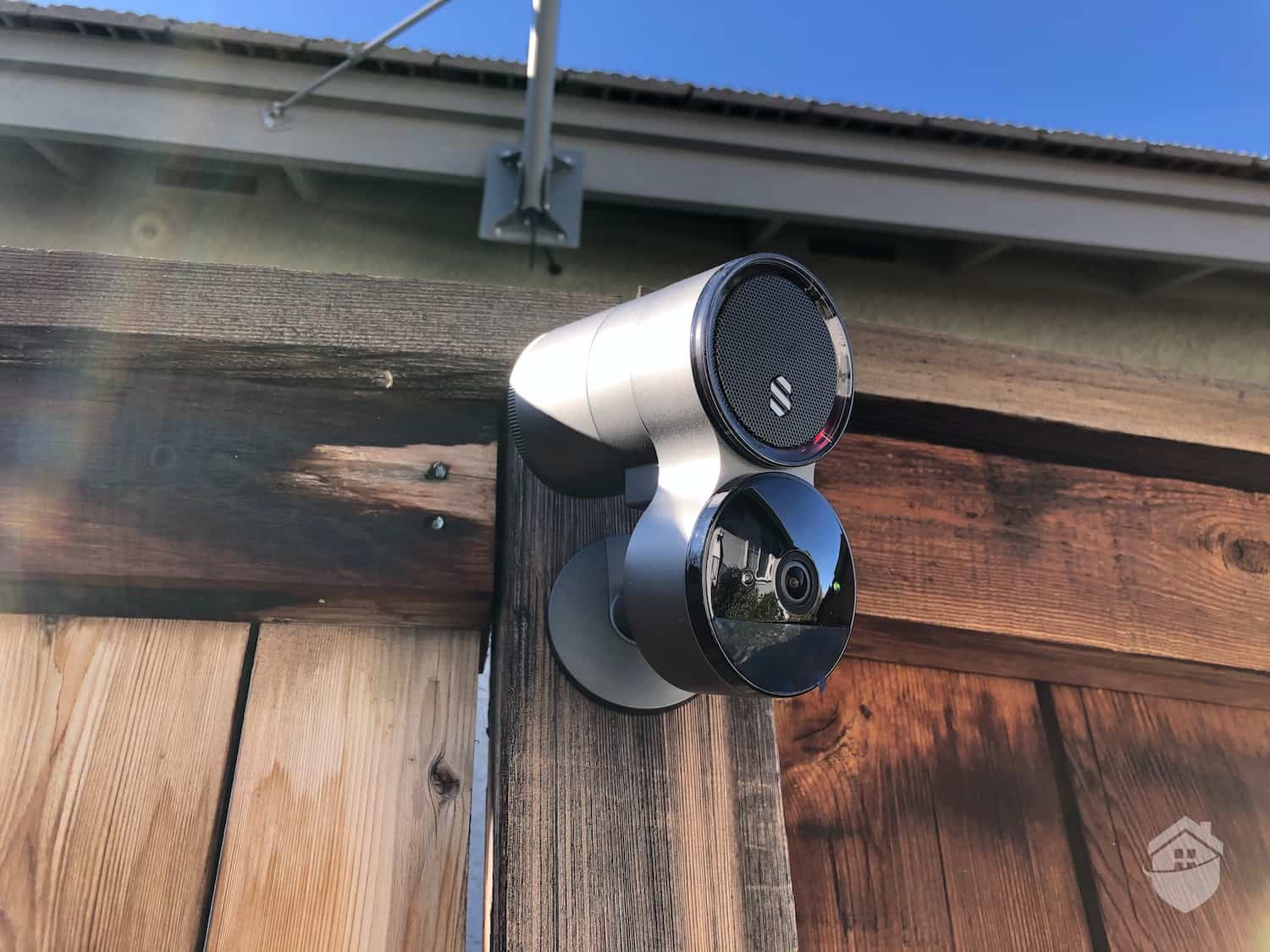Deep Sentinel Camera, mounted on Fence
