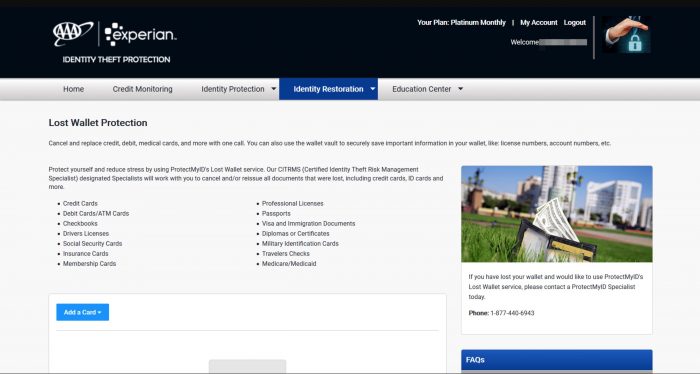 ProtectMyId Lost Wallet Protection