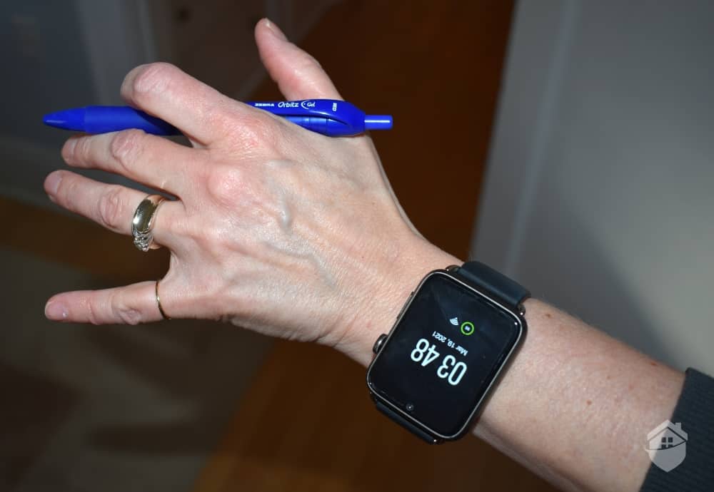 Wearing the WellBe Watch from HandsFree Health