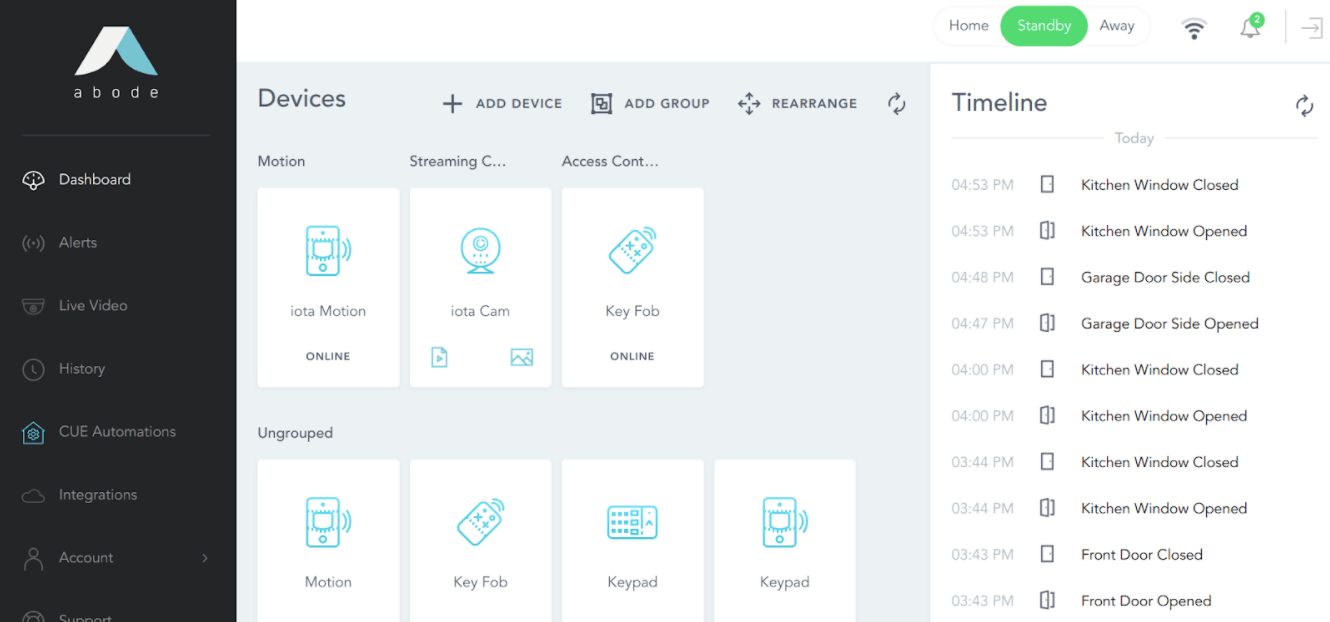 abode Web Dashboard